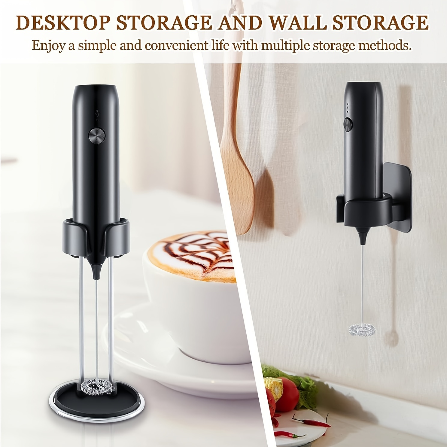 1PC Handheld Milk Frother USB Rechargeable Food Mixer Coffee
