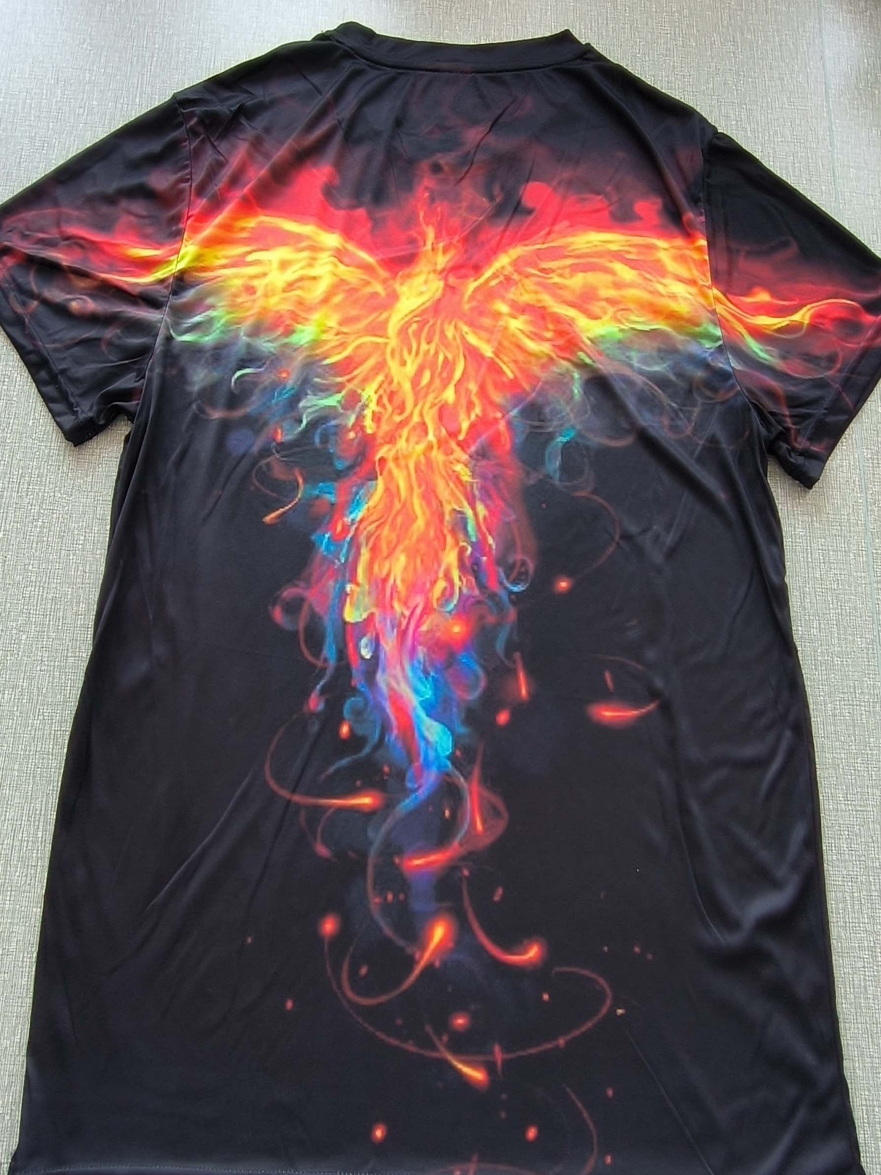Camiseta Estampado Fiery Phoenix Camisetas Hombre Camiseta - Temu