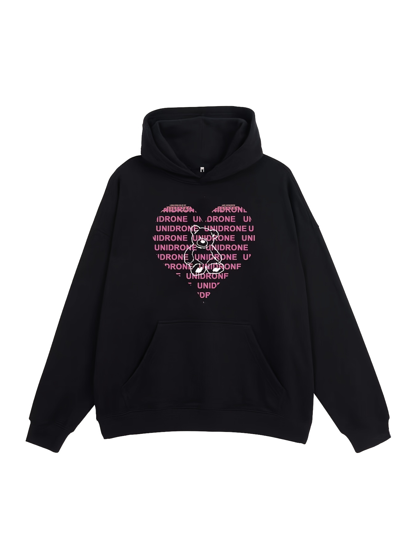 Men's Casual Heart Shape Bear Graphic Print Hoodies - Temu