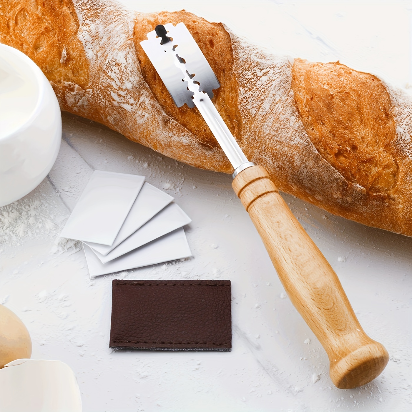 Wooden Bread Knife Razor Cutter Storage Bag Round Bread Lame Dough Scoring  Slashing Tool for DIY Sourdough Bread Storage Bag