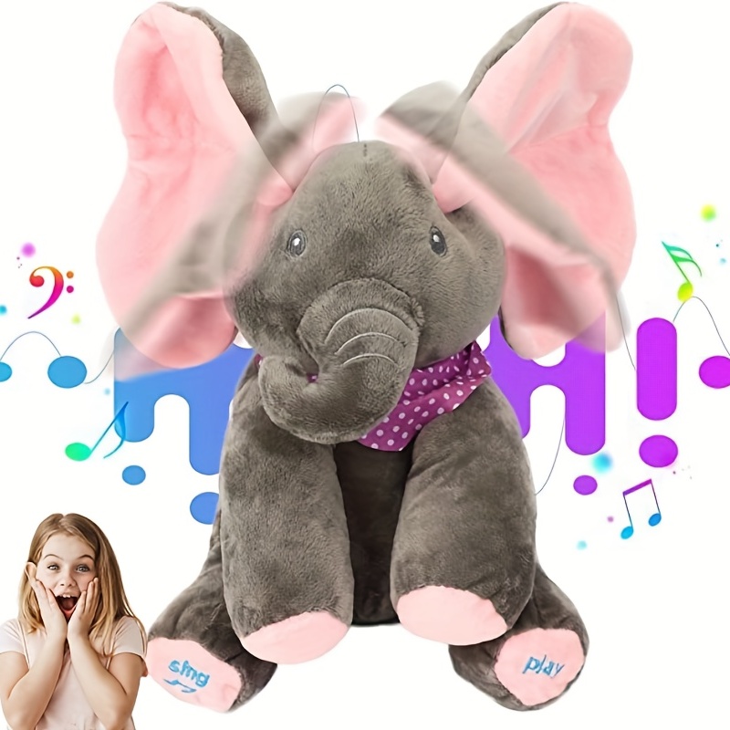 Oreilles Bouger Musique Bébé Animal Cacher Et Chercher Chat Poupée  Apaisante Éléphant Peluche Toy Enfants Cadeaux d’anniversaire Pet Jouets