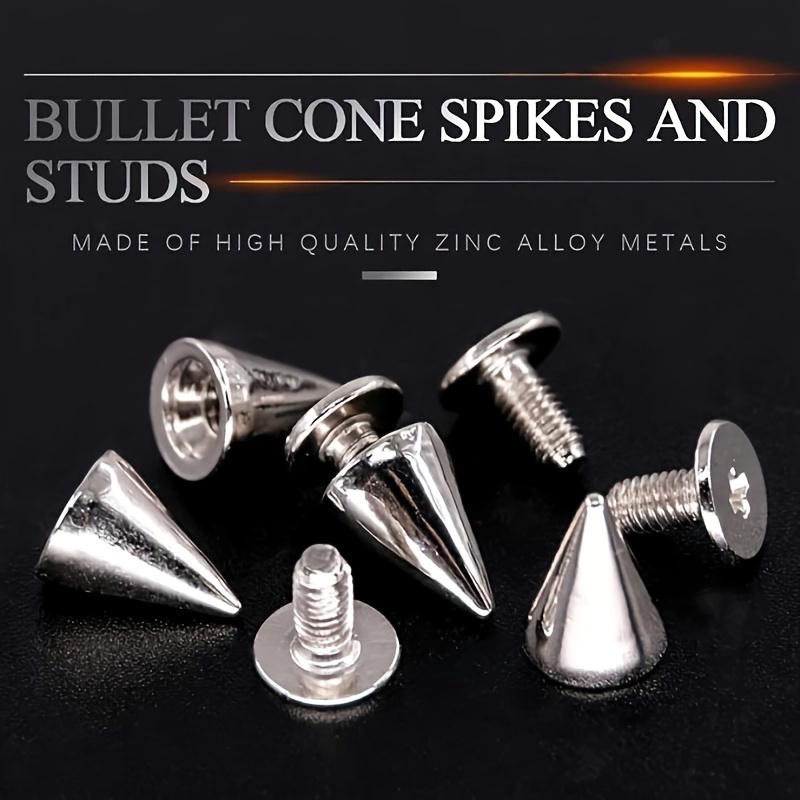 70 Sets Silver Mixed Shape Spikes and Studs Cone Croc Spikes Leather Rivet  Kit