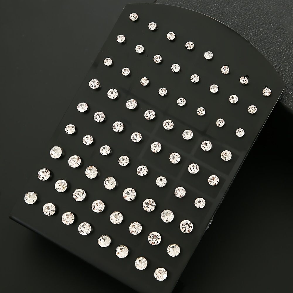 72pcs 4-6mm Mix Sizes Rhinestone Stud Earrings Earrings Setwedding Party Jewelry Gift