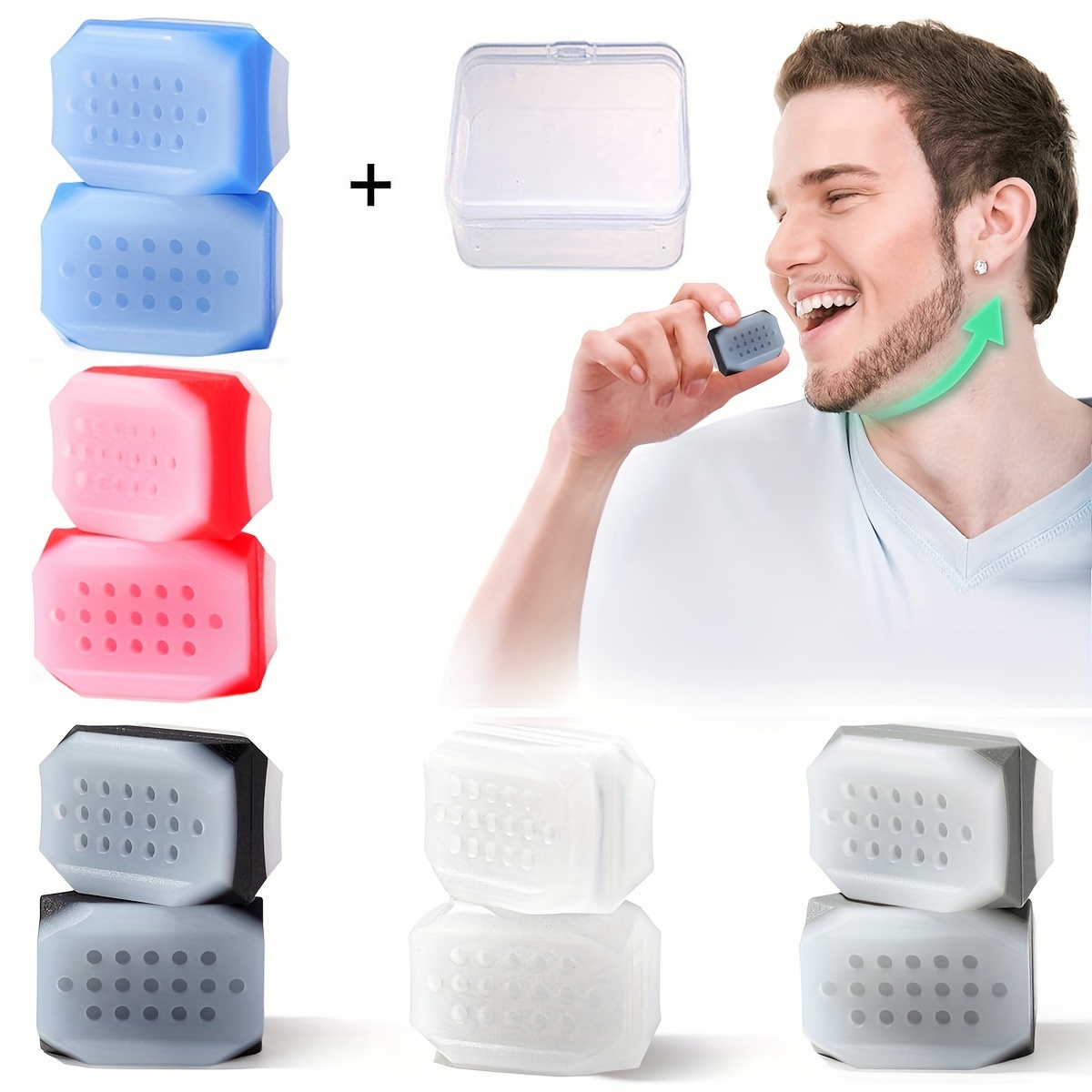 Jaw Exerciser for Men Women-6 pcs Powerful Jaw Trainer Silicone Face Chew  Jawline Shaper & Strengthener,Jaw Toner Tablets,Jaw Line Chewing Gum,Double  Chin Reducer Eliminator,Neck Trainers Beauty Tools : : Beauty &  Personal