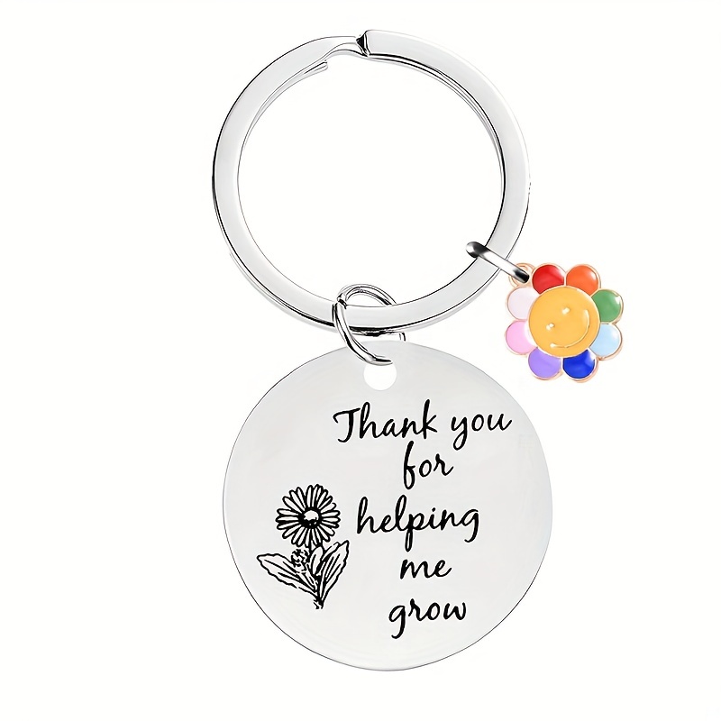 

1pc Stainless Steel Keychain Thank You For Helping Me Grow Teacher's Day Gift