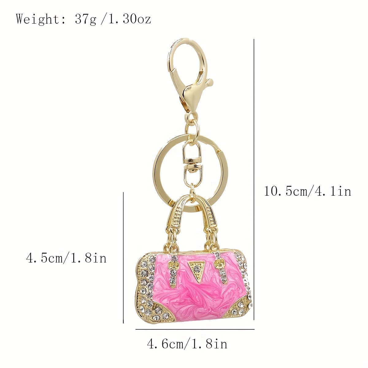 Louis Vuitton Style Enameled and Rhinestone Flower Charms Keychain