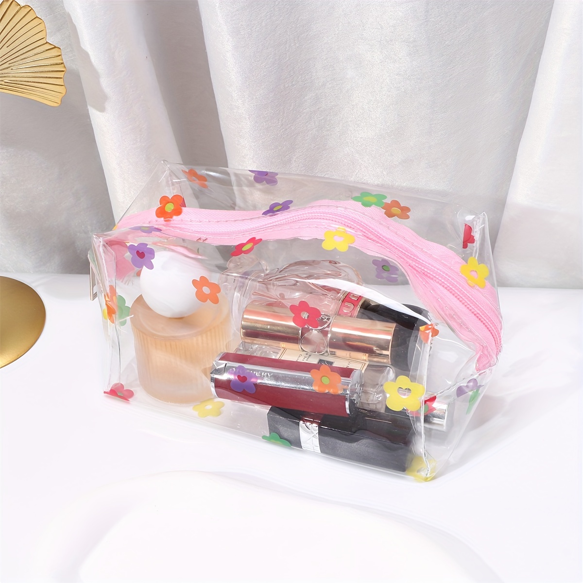 Pompotops Large Pencil Case, Clear PVC Zipper Pencil Bag Toiletries Exam  Pen Pencil Pouch Case Travel Luggage Make Up Cosmetic Bag 