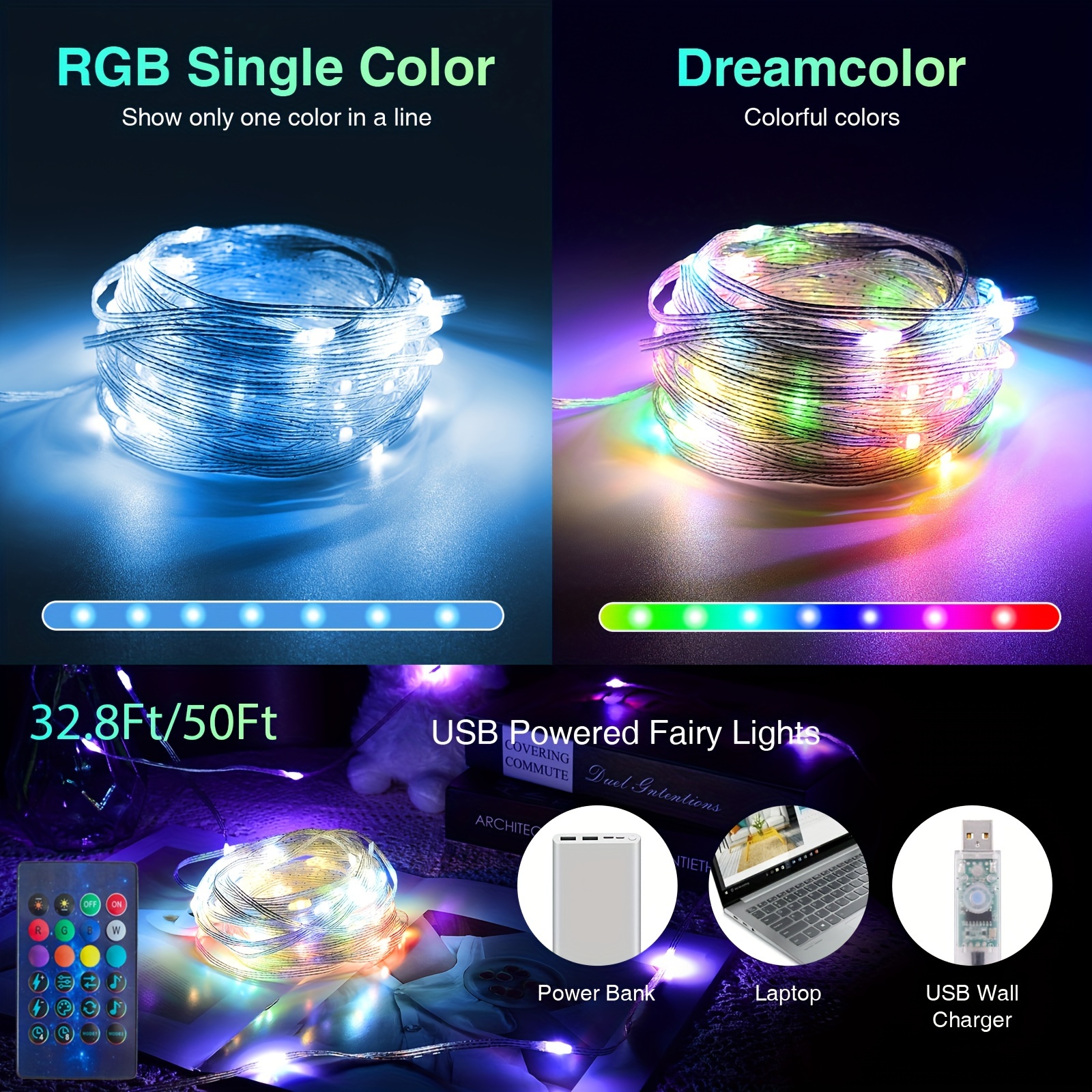 DELight 100ft/30m Neon RGB Led Lights IP65 Waterproof Dimmable Connectable  UL Remote for Party Outdoor 