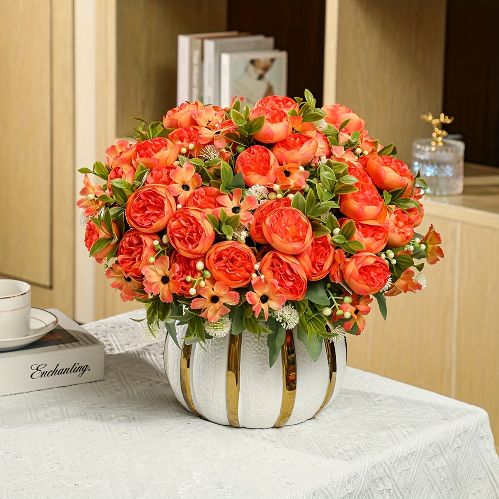 Flower Arrangements Artificial Centerpiece Retro Rose - Temu