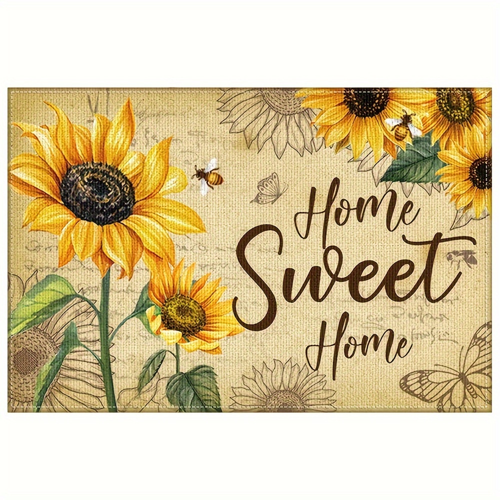 

4pcs Sunflower Placemats, Flower Placemats Vintage Placemats, For Dining Table Decorations, Sunflower Kitchen Decor Linen Meal Mat For Kitchen Dinner 12x18inches Eid Al-adha Mubarak