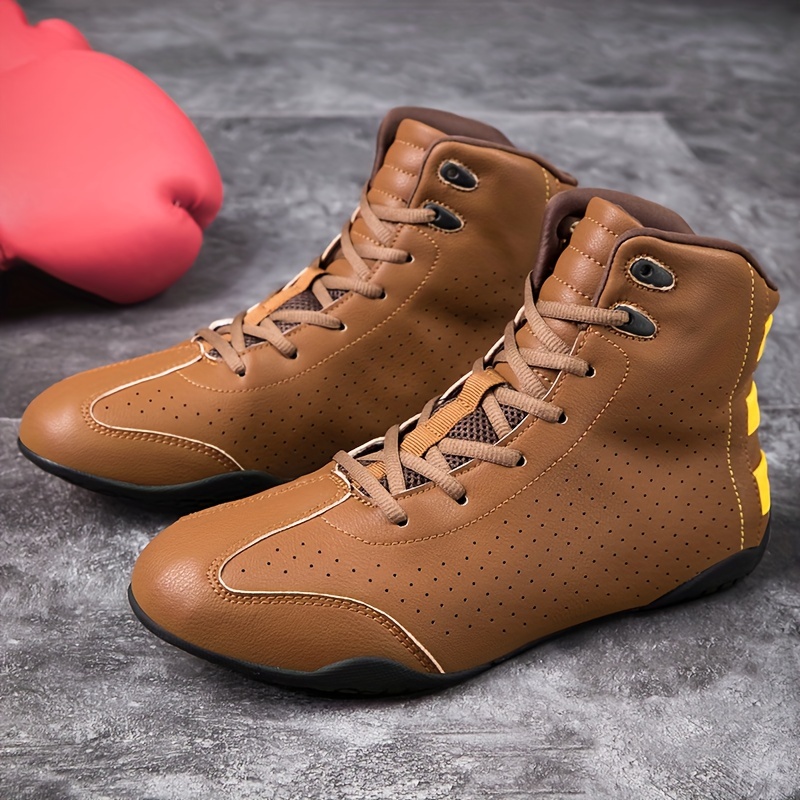 Chaussures De Boxe En Cuir Pu Pour Hommes Solides Et Respirantes