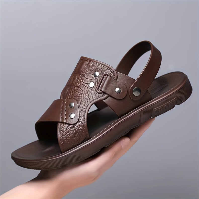 Mens Hook And Loop Non Slip Sandals Wear Resistant Comfy Beach Shoes Summer  - Men's Shoes - Temu Canada