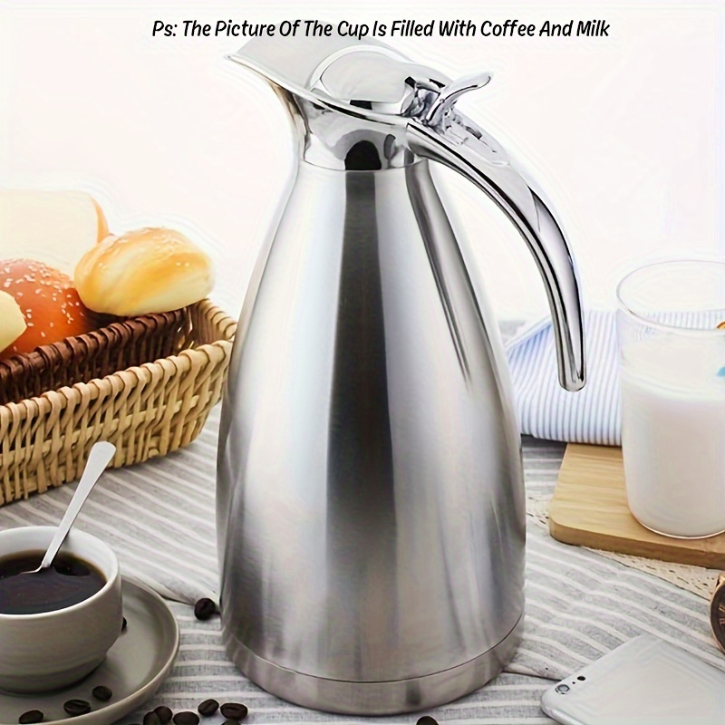  Jarra térmica de café térmica, de acero inoxidable, con  aislamiento al vacío, para mantener el calor/frío, jarra de café de tamaño  de viaje, para té, agua, dispensador de bebidas, color blanco