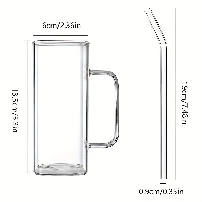 Transparent Simple Style Heat Resistant Glass Cup With Handle, Lid & Straw,  Perfect For Water, Milk, Juice, Coffee, And More, Ideal For Home And  Office, 1pc