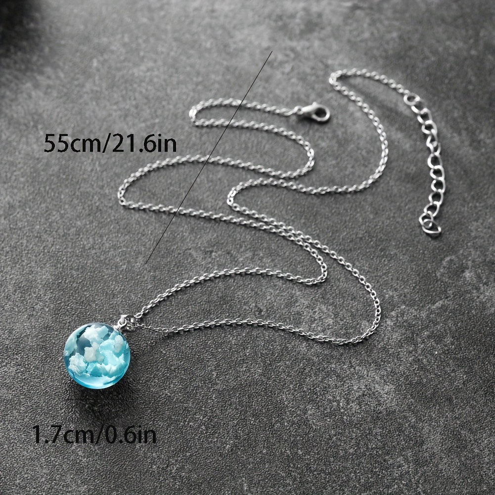 Clear Sky & Clouds Globe Pendant Necklace