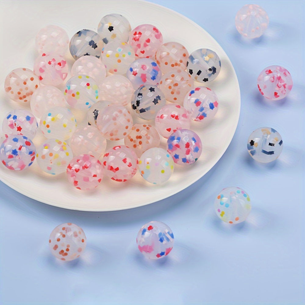 

26pcs Star & Heart Silicone Bead Set, 12mm/15mm - Transparent Round Beads For Diy Bracelets, Necklaces, Keychains & Jewelry Crafting