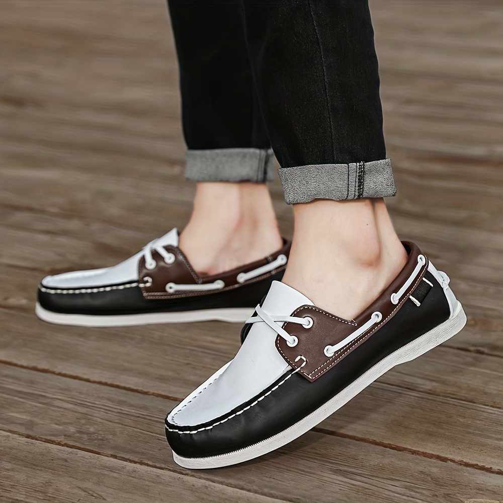 plus size mens boat loafers with pu leather   wear resistant slip on shoes for outdoor walking spring and summer details 30