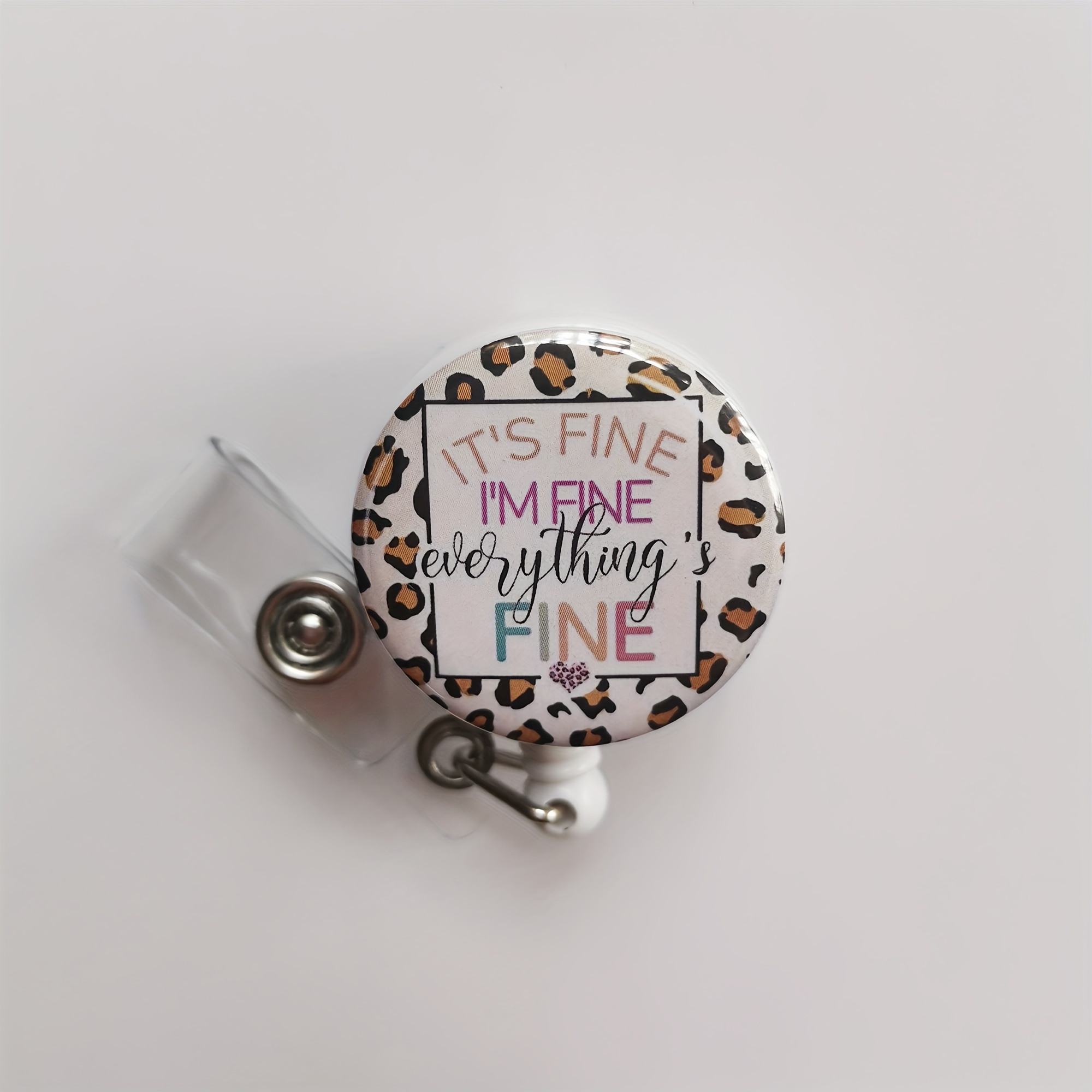 It,Cat,s Fine I'm Fine Everything's Fine Badge Reel, Everything Is Fine ID Badge Holder, Funny Nurse Badge Reel, Office Gift Retractable Badge Reel