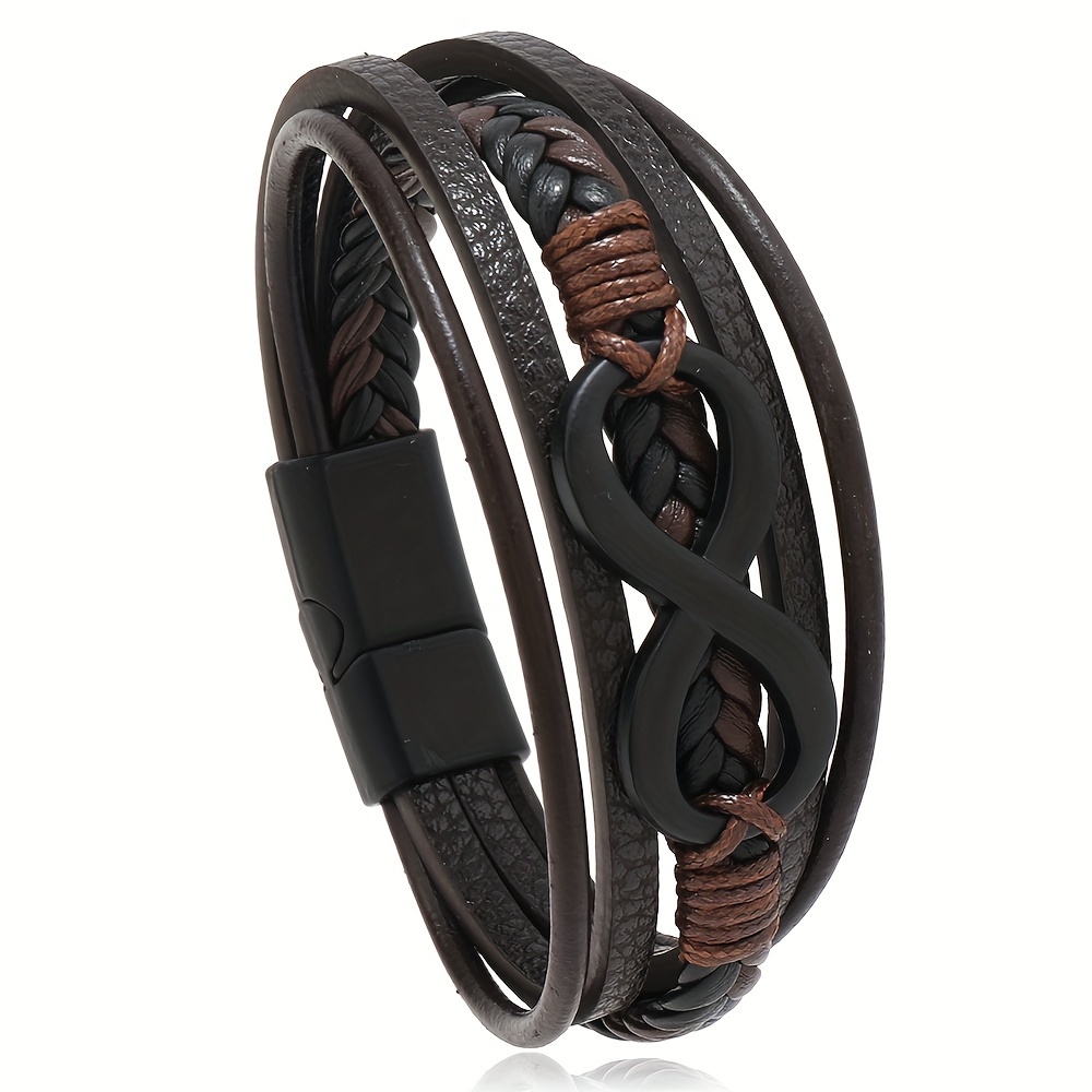 Infinity Symbol Figure 8 Alloy Magnet Clasp Bracelet Braided Layer