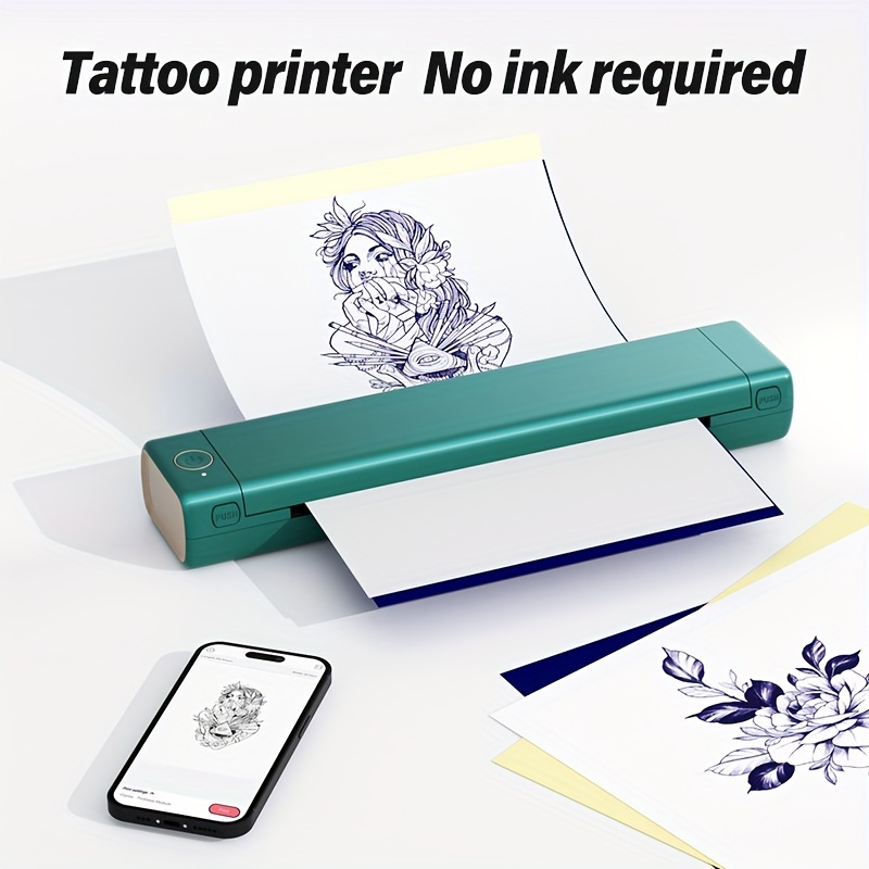 Máquina de plantillas de transferencia de tatuajes, impresora fotocopiadora  térmica, con 20 piezas de papel de transferencia, tatuaje de impresora de