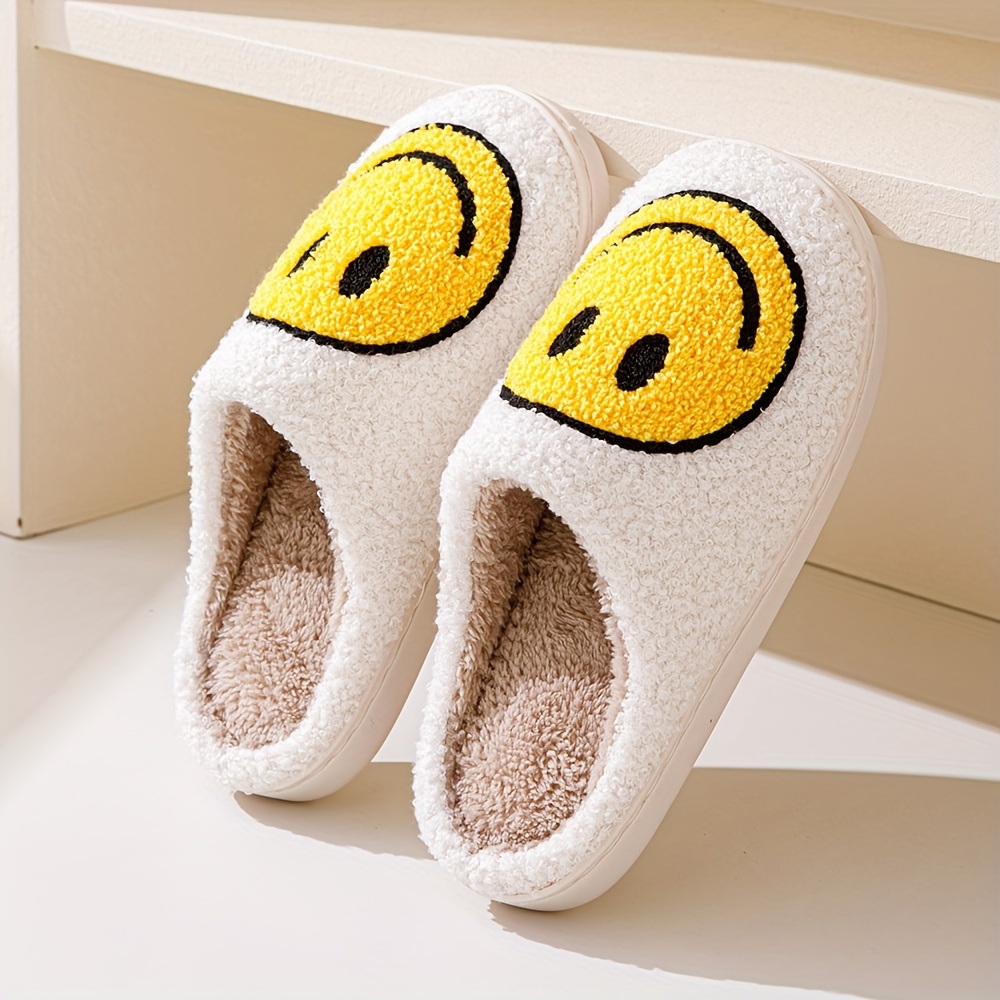 Fashion Plush Smiley Face House Slippers