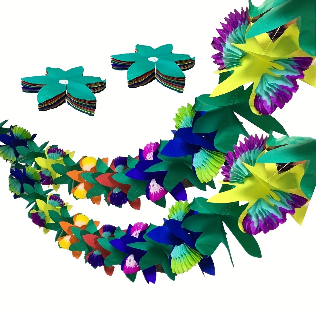 Paquete de 16 collares hawaianos de Leis tropicales, coronas hawaianas de  Luau Hawaii, flores de seda, guirnalda de danza engrosada para fiesta