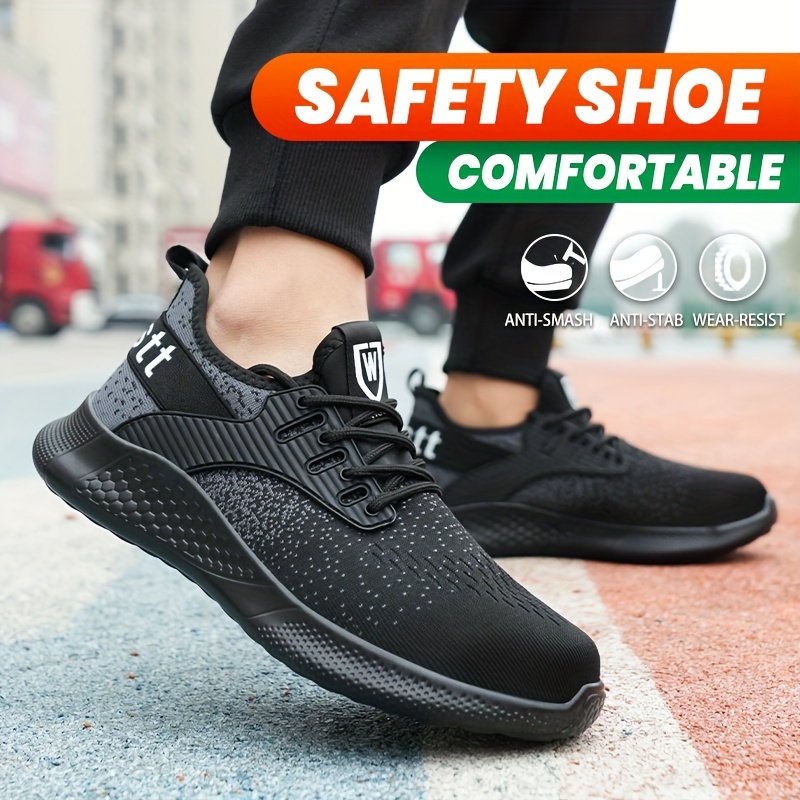 Steel Toe Shoes for Men & Women Lightweight Breathable Work Sneaker,  Non-slip Comfortable Indestructible Construction Shoes for Workers