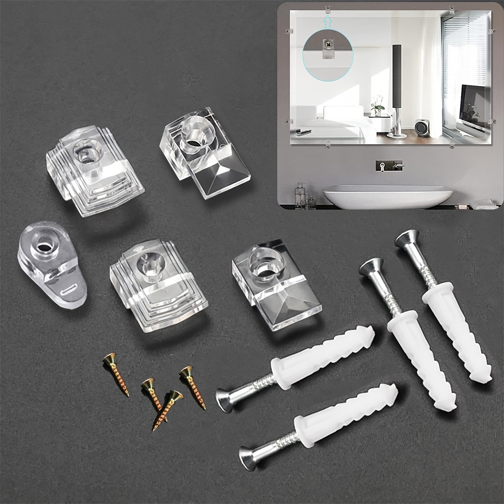 Mirror Holder Clips Kit Clear Plastic Mirror Mounting Clips - Temu