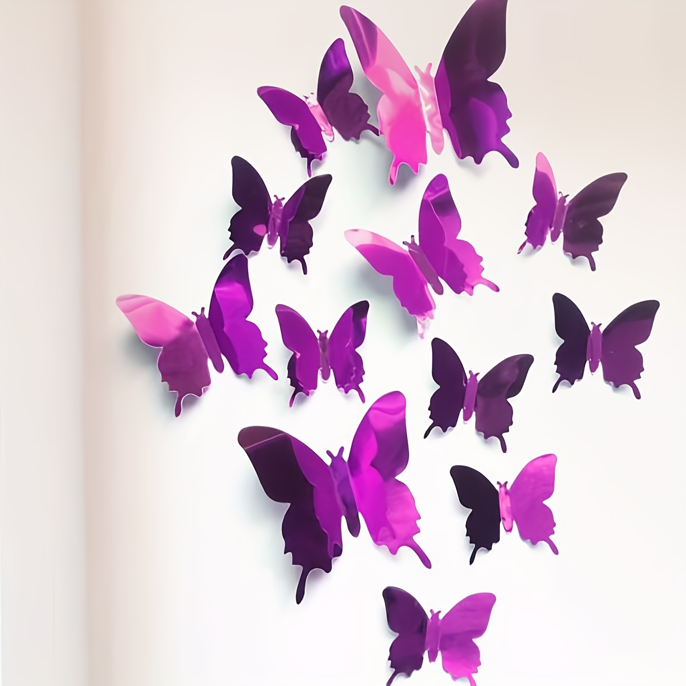 12pcs Colorful Paper Butterfly Decorations, Simple Creative Hollow Out  Butterfly Shaped Wall Art Decoration For Living Room, Bedroom And More