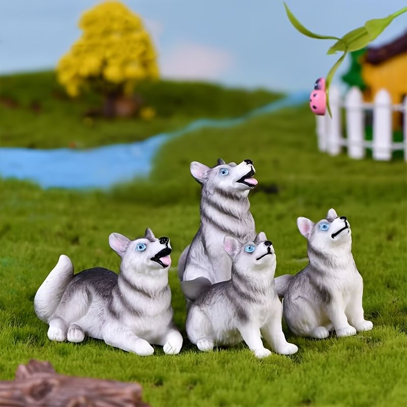 4pcs Miniature Dog Figurines Cute Dog Figurines Micro Landscape Small  Ornaments Resin Diy Home Desk Counter Animal Decoration Wolf Dog Cute Dog  Toys Plant Gardening Decoration Cake Decoration | High-quality & Affordable  |
