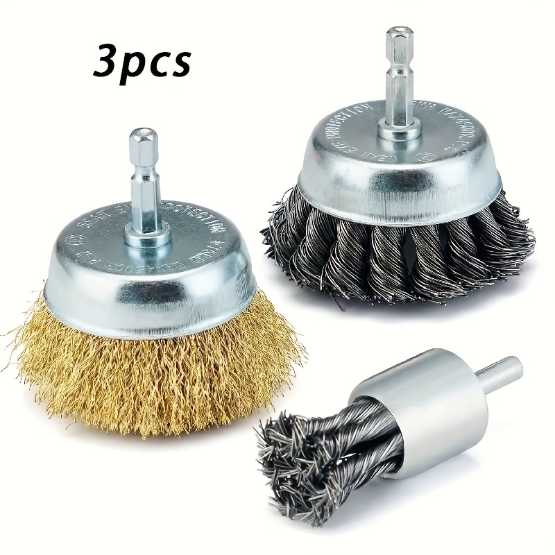 Wire Cup Brush, Easy Use High Efficiency Multi Purpose Stainless Steel 5Pcs  Coarse Crimped Wire Wheel Brush for Rust Removal