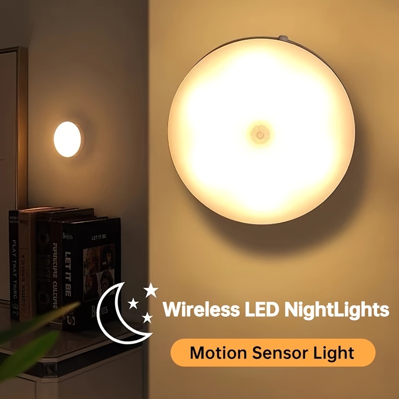 1pc Motion Sensor Light Wireless Led Night Light Bedroom Decor Light Detector Wall Decorative Lamp Staircase Closet Room Aisle Light
