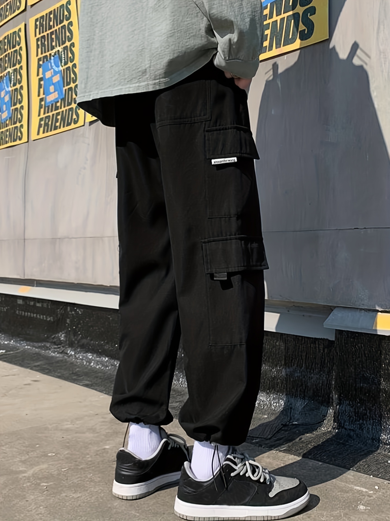 KAERE Pantalon Homme - avec poches cargo et ourlets côtelés Taille