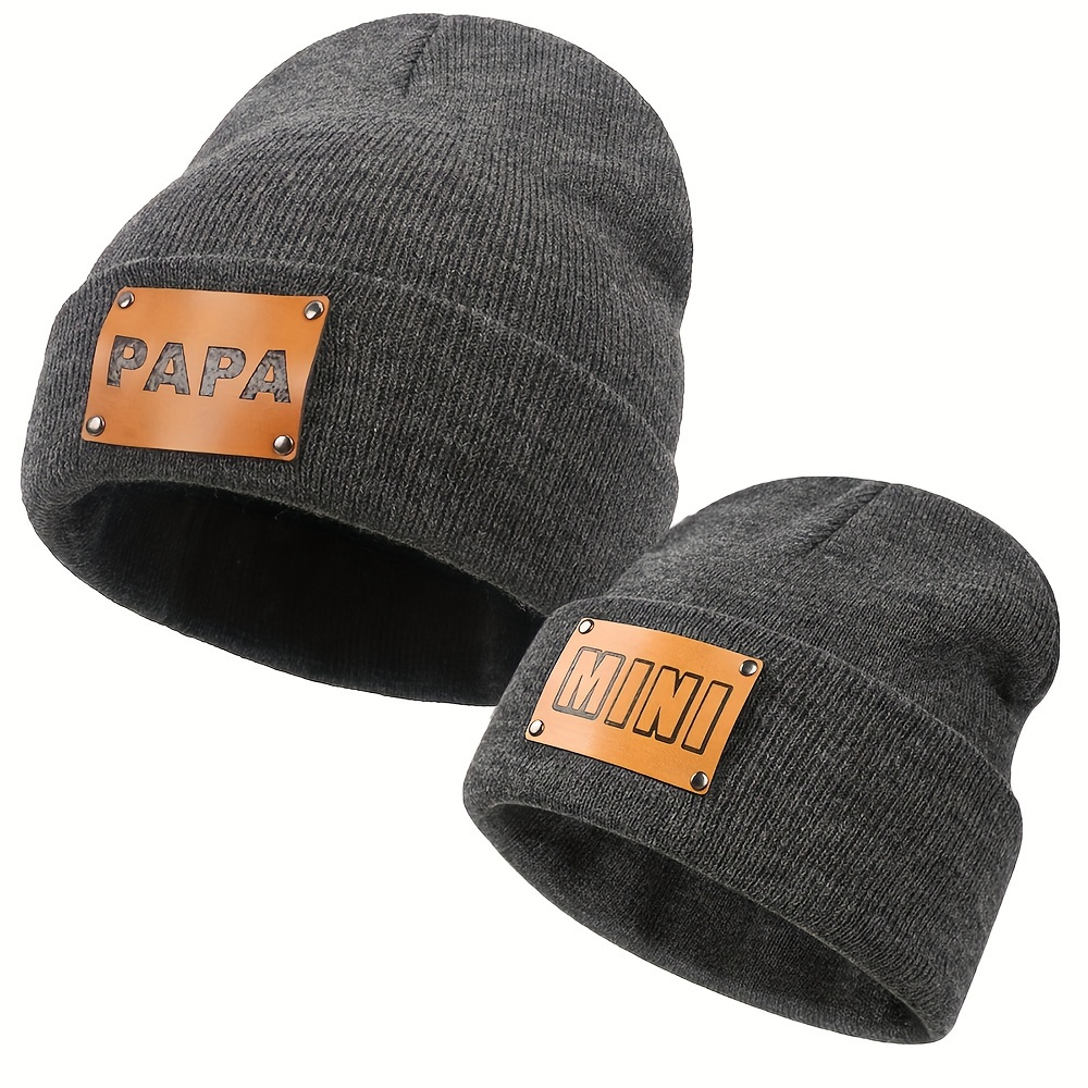 Chapeau parent-enfant femme bonnet tricoté bébé hiphop chaud maman bébé  hiver laine tricot bonnet ski bonnet pej570, Blanc., S : : Mode