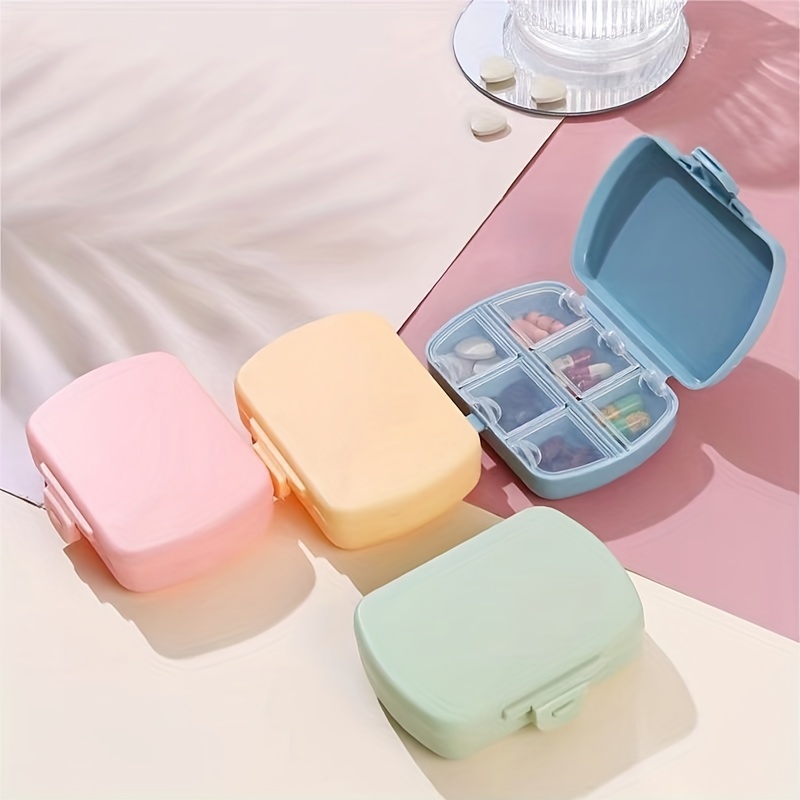 1pc Green Medicine Storage Box, 6-compartment Pill Organizer