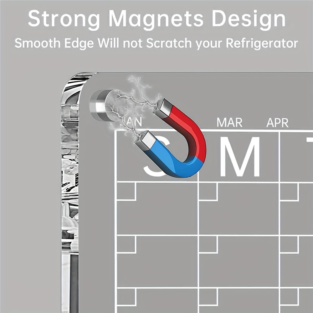 Calendrier Magnetique Frigo 2 Panneaux Acryliques RéUtilisables