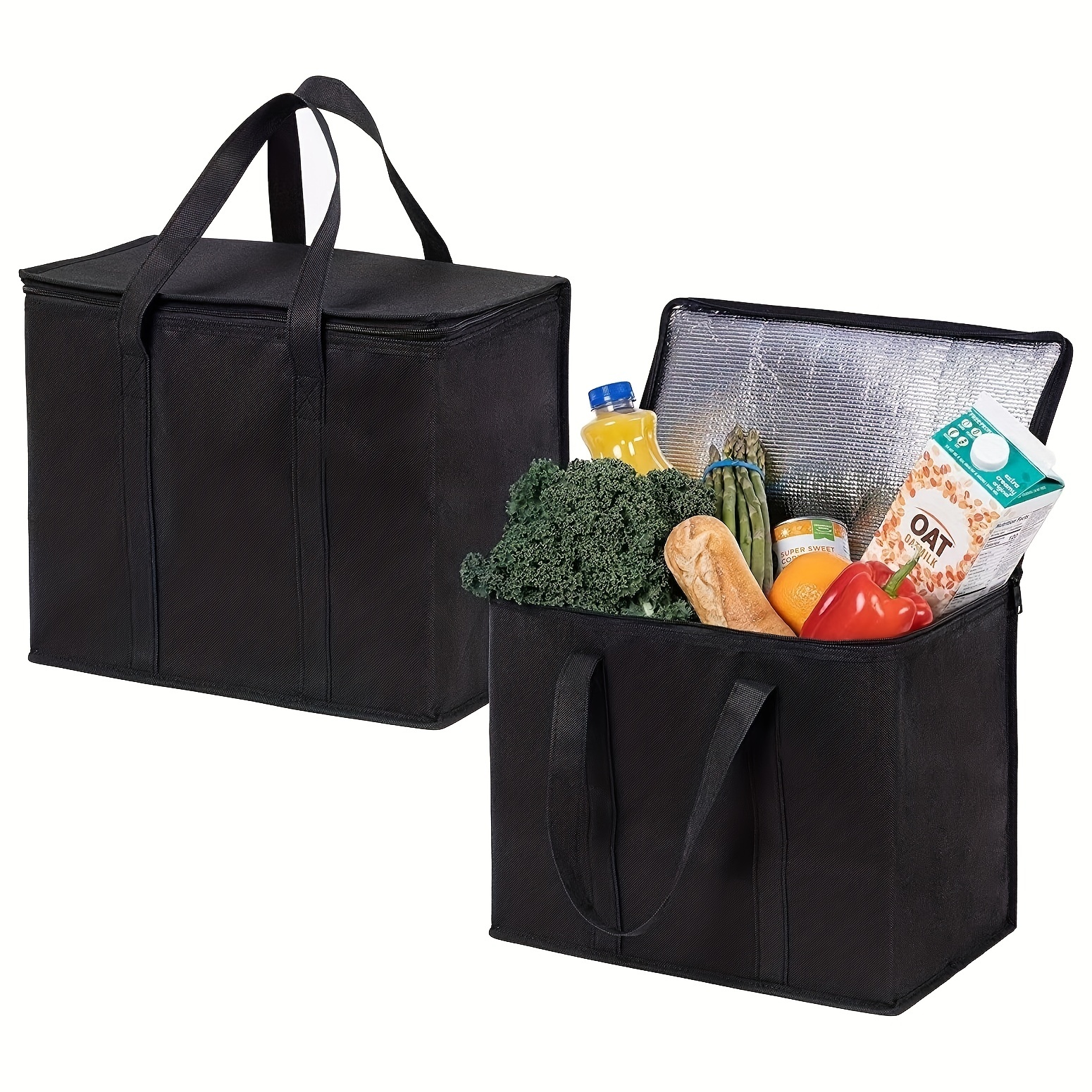 

Xl-large Insulated Bag: Keep Food Hot & Cold For Hours - Reusable Grocery Tote, Soft Cooler Bag, Lightweight & Sturdy Zipper For Hotel/commercial