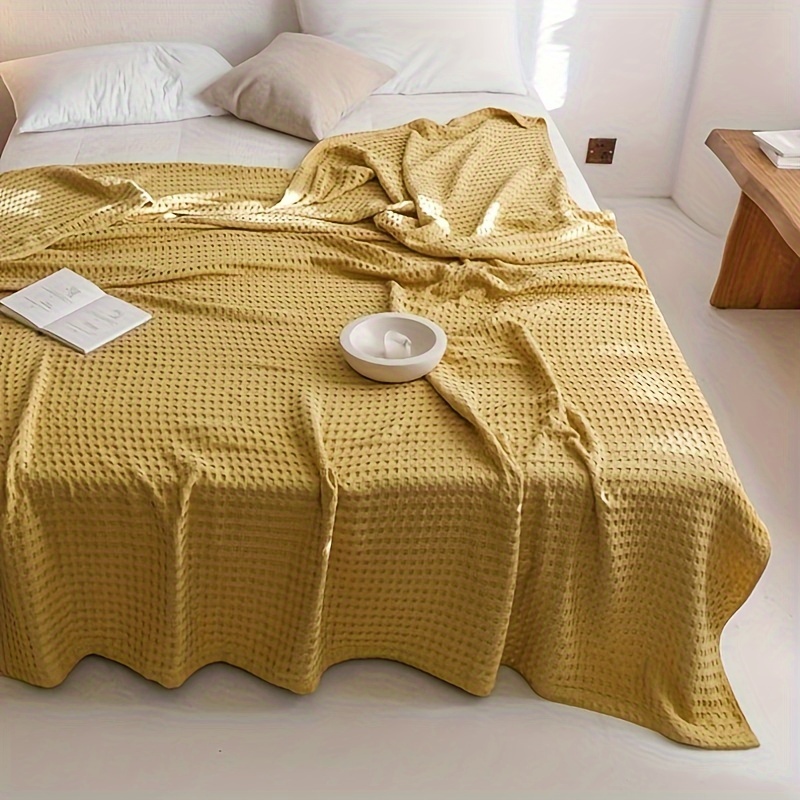 a pure cotton multi layer gauze blanket waffle style bed sheets lunch break blanket air conditioning blanket car blanket summer cooling quilt multi functional blanket machine washable no deformation no pilling gift to   details 4