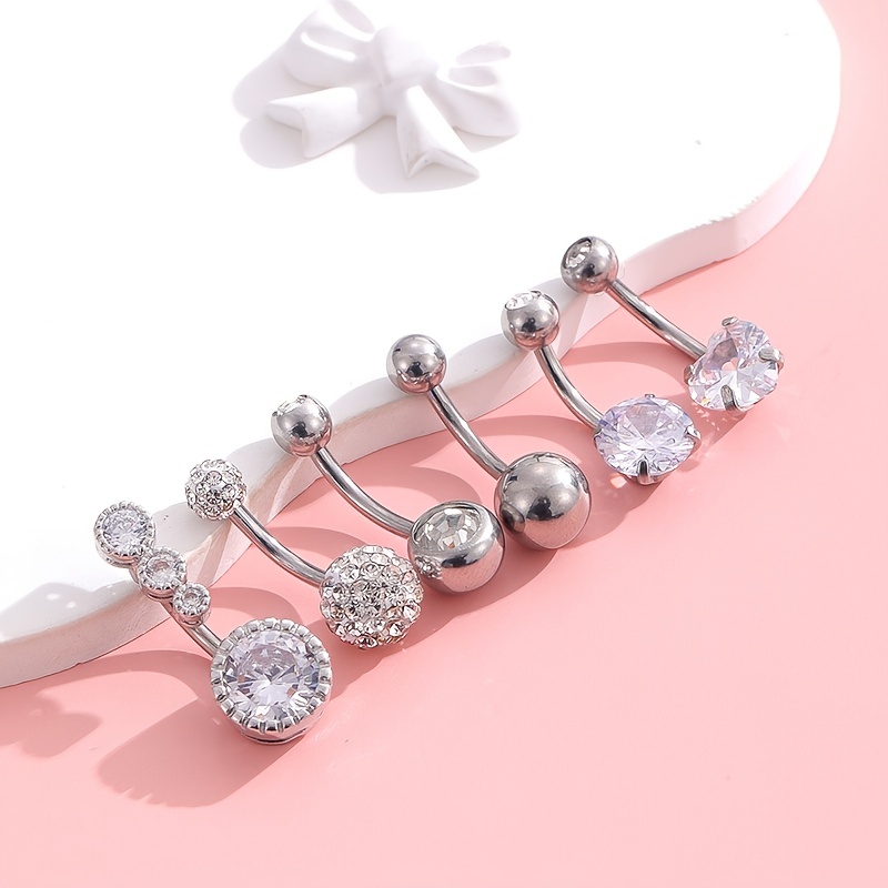 6 Pcs Belly Button Ring Set, Stainless Steel