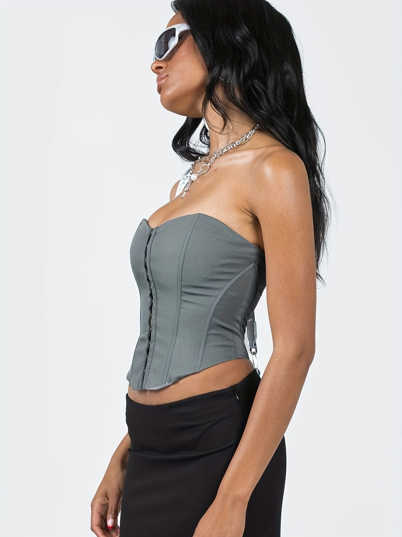 Charcoal Grey Corset Tank Top