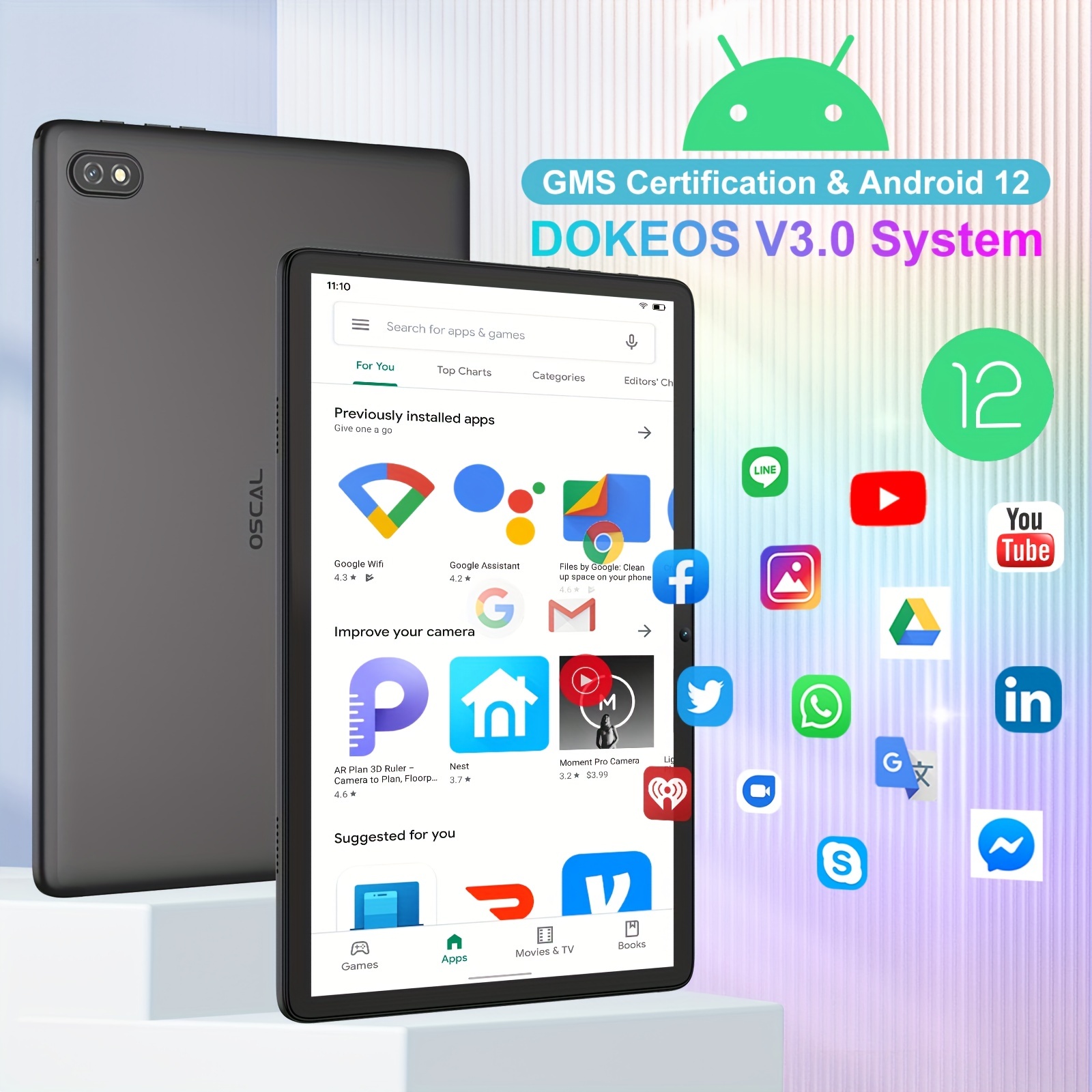 Oscal Tablet, 8+6gb , 128gb Rom, For Android 12 Tablet Computer