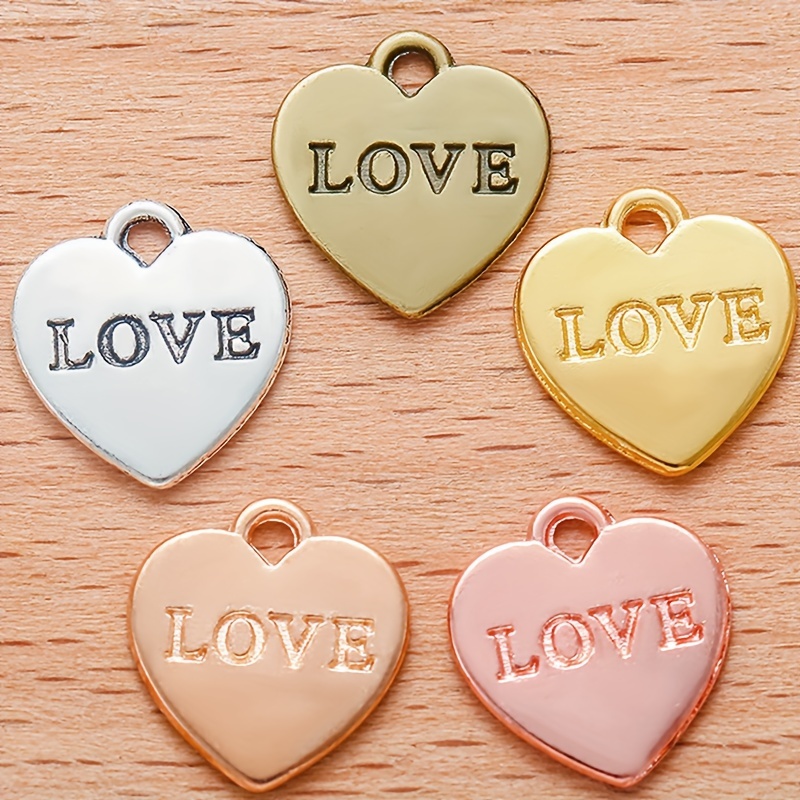 Antique Bronze Silver Color Hollow Love Heart Charms - Temu