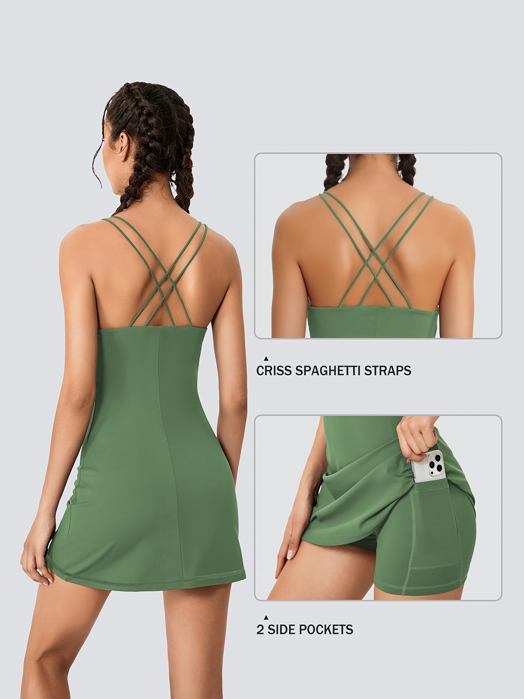 Workout tennis dress for women with built-in bra shorts