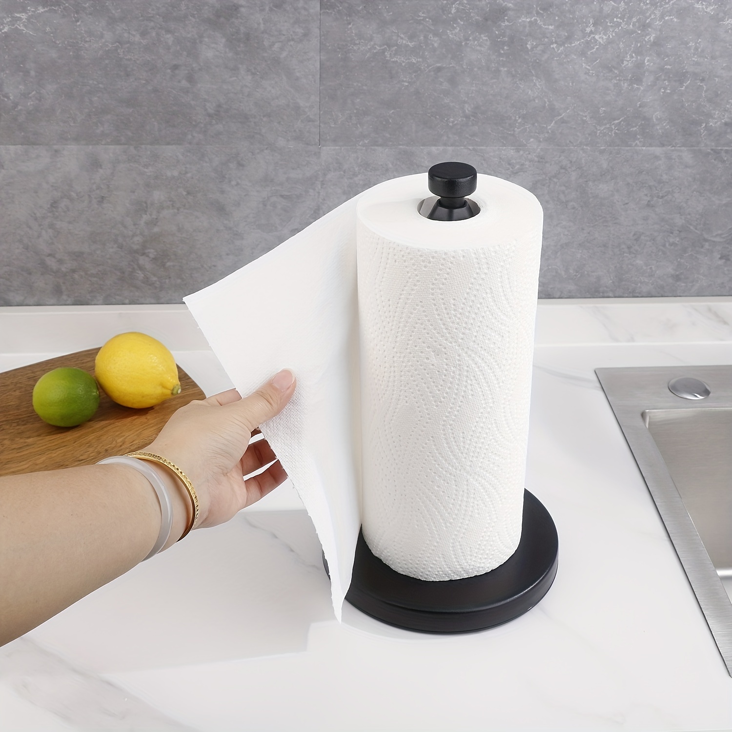 Paper Towel Holder Countertop with Heavy Base, Standing Paper Towel Roll  Holder for Kitchen Bathroom, Paper Towel Holder Stand with Weighted Base  for