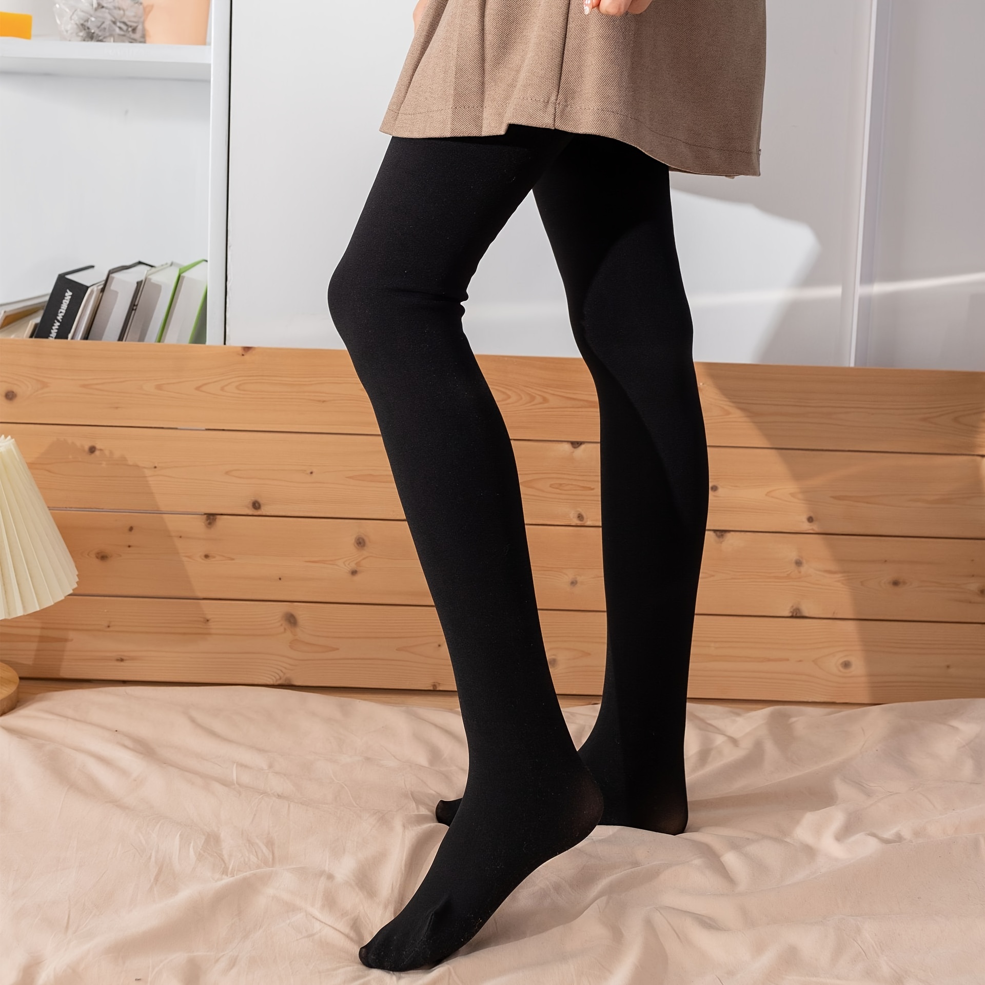 Thick Plush Lined Tights For Women Warm Translucent - Temu Canada