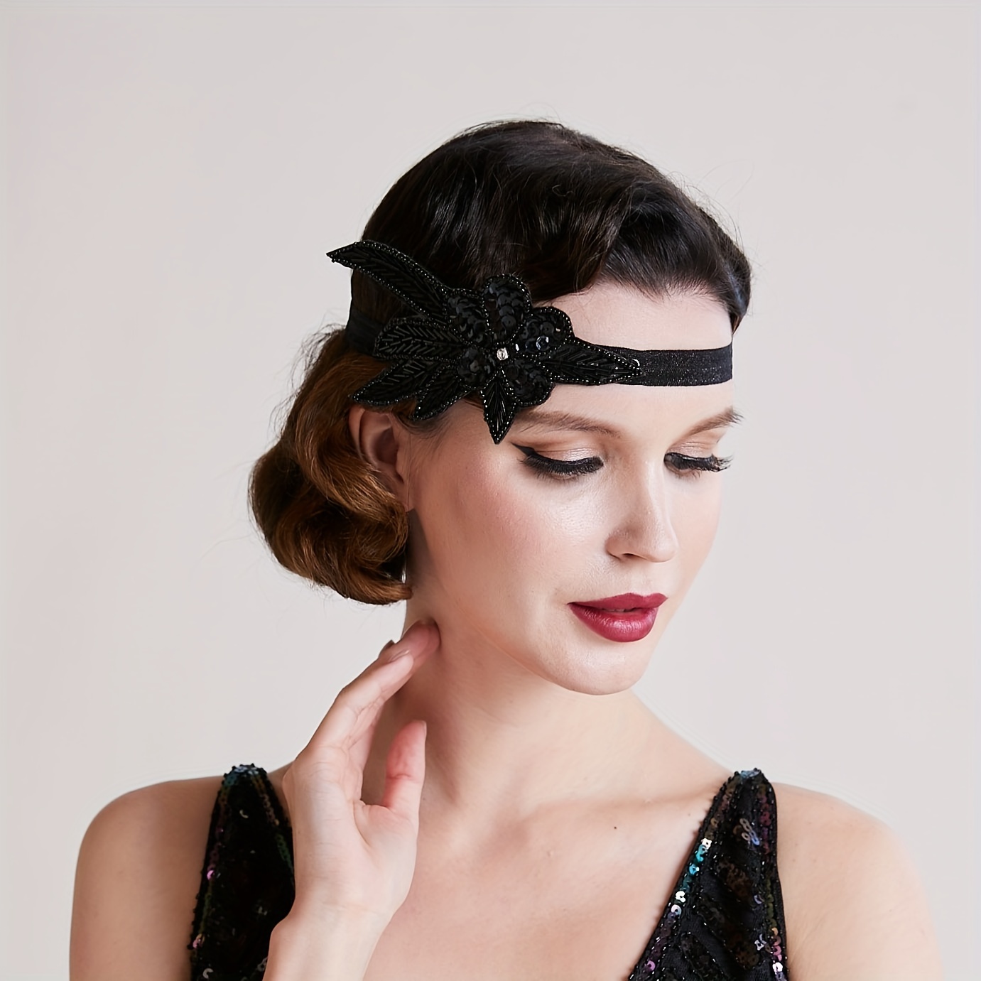 Strass Feuille Forme Bandeau 1920 Gatsby Style Bandeau Cheveux