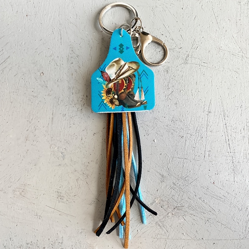 Leopard Print Tassel Keychain With Wooden Mama Pendant With Pu Tassel Bag  Ornament - Temu