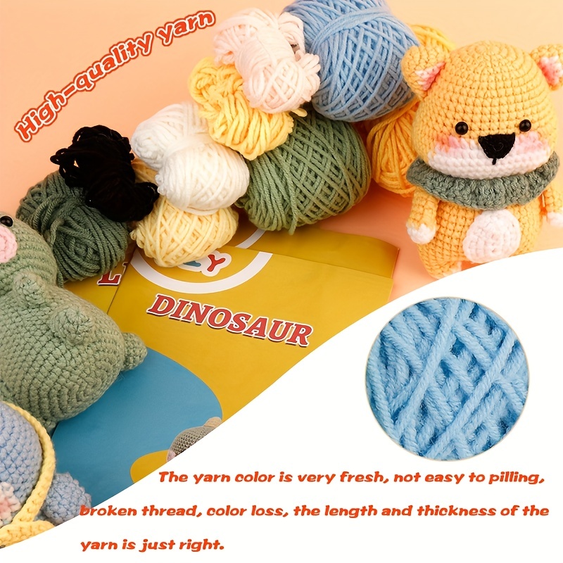 Crochet Kit for Beginners,3 Pcs DIY Crochet Animal Kit with Step-by-Step Video Tutorials,Beginner Crochet Starter Kit for Adults,Includes Yarn,Hook