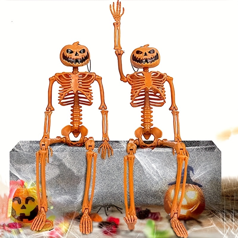 2pcs Halloween Pumpkin Skull Holder Decoration Set