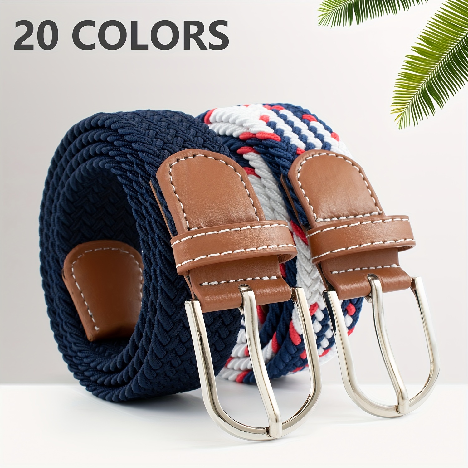 Multicolored Elastic Woven Golf Belts Casual Braided Stretch Belt for Men  and Women